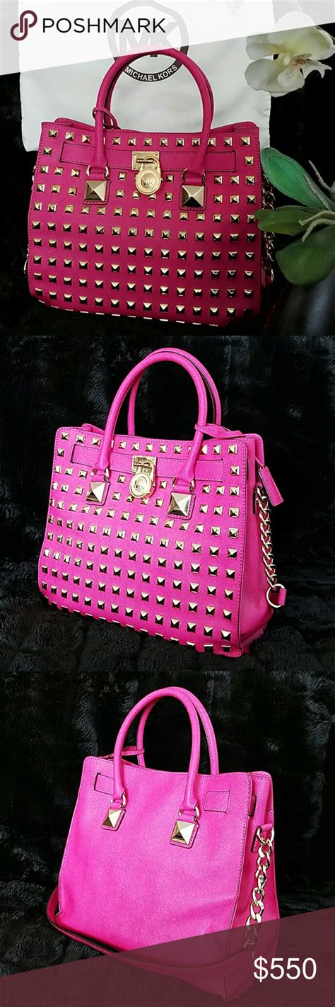 michael kors pink studded hamilton purse|michael kors hamilton legacy large.